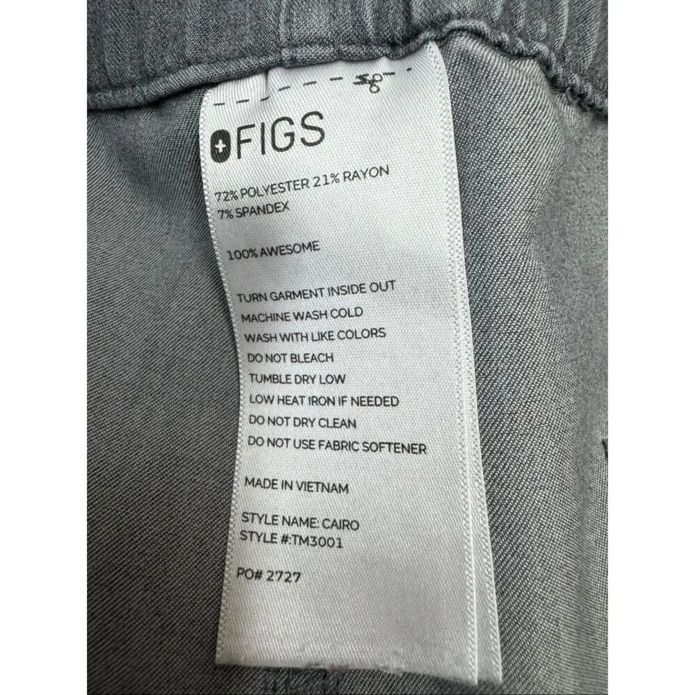 Figs Graphite Grey Cairo Cargo Mens Scrub Pants Size Large